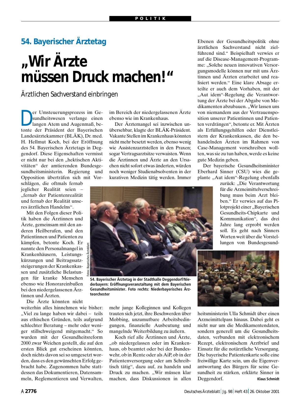 Vorschauseite 1: 54. Bayerischer Ärztetag: „Wir Ärzte müssen Druck machen! “