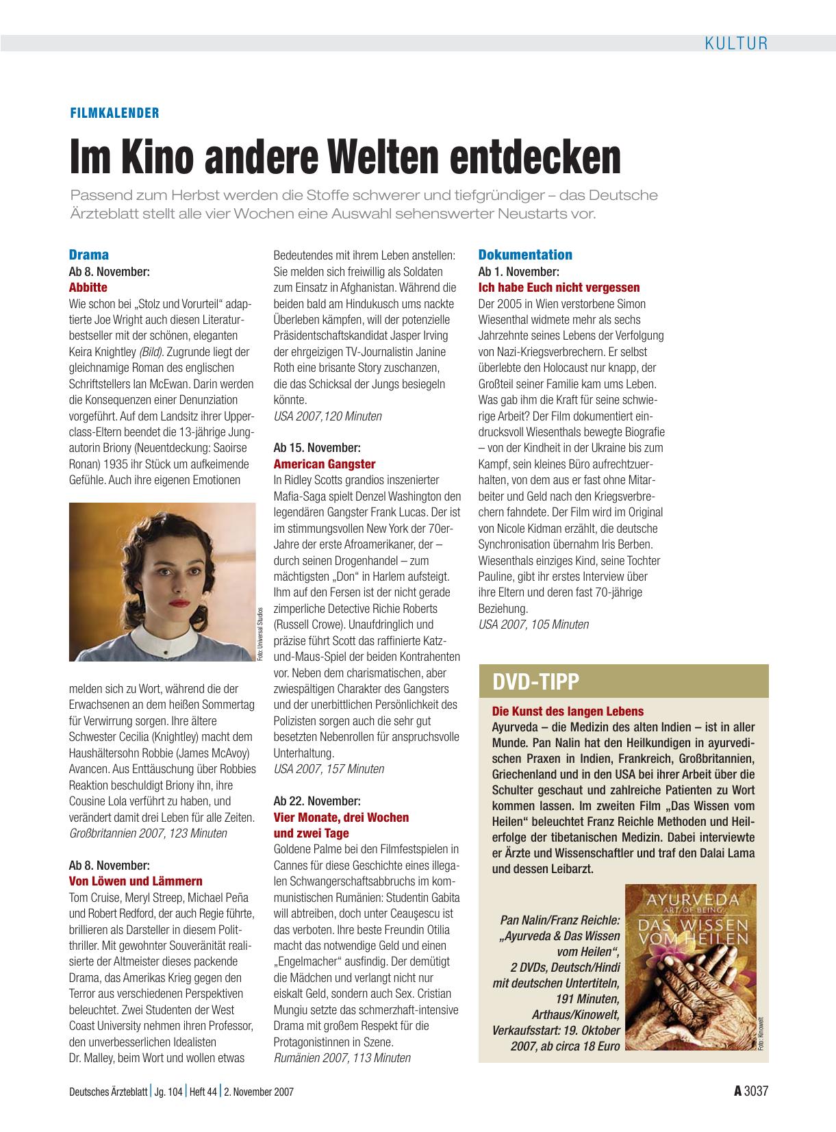 Vorschauseite 1: Filmkalender: Im Kino andere Welten entdecken