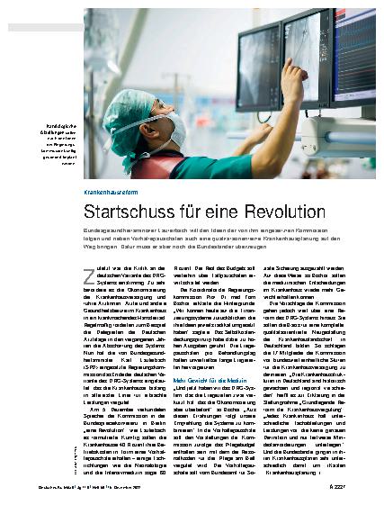 Vorschauseite 1: Krankenhausreform: Startschuss für eine Revolution