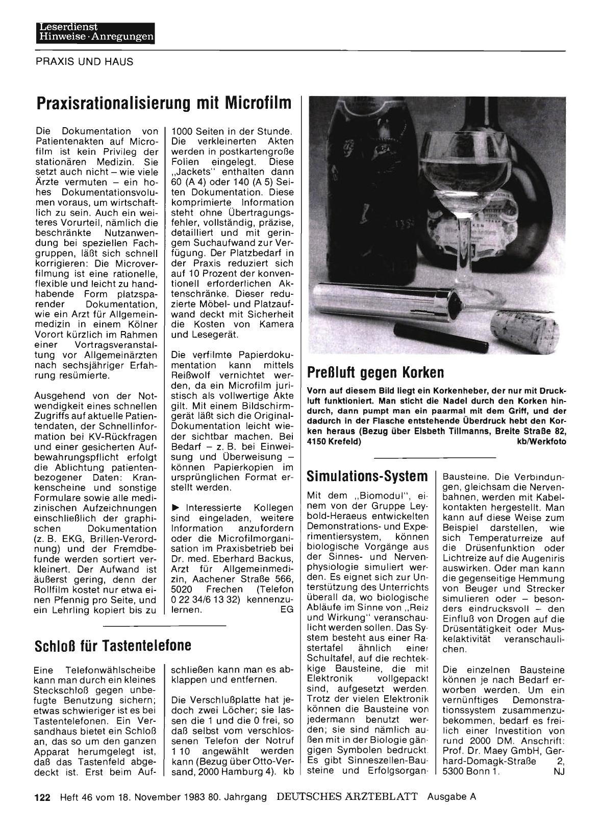 Vorschauseite 1: Preßluft gegen Korken