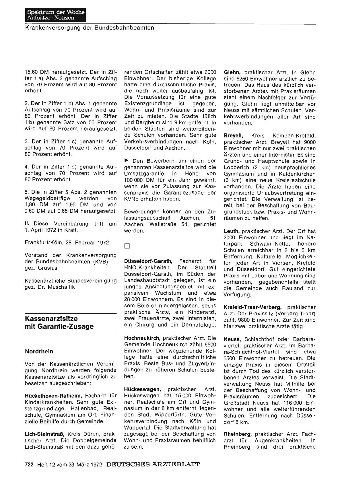 Vorschauseite 1: Kassenarztsitze mit Garantie-Zusage