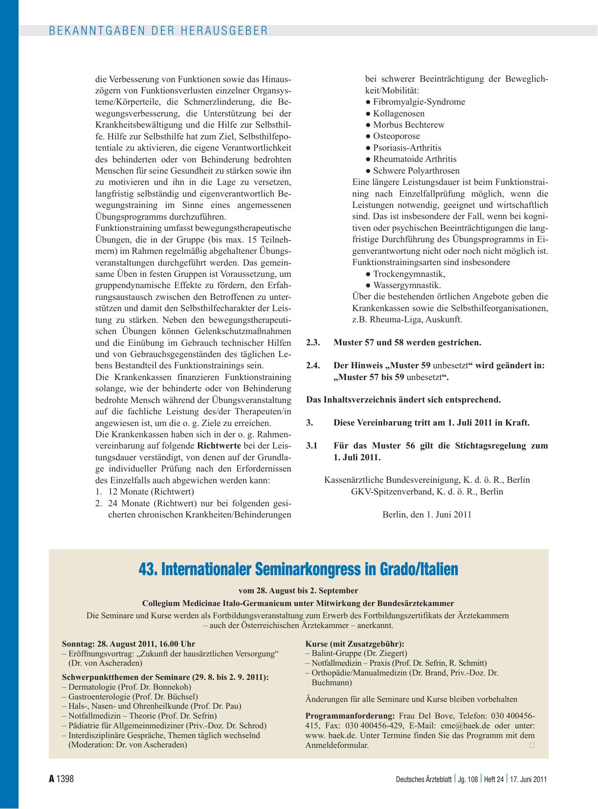 Vorschauseite 1: 43. Internationaler Seminarkongress in Grado/Italien