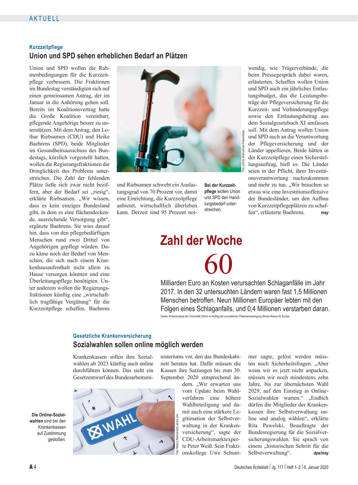 Vorschauseite 1: Gesetzliche Krankenversicherung: Sozialwahlen sollen online möglich werden
