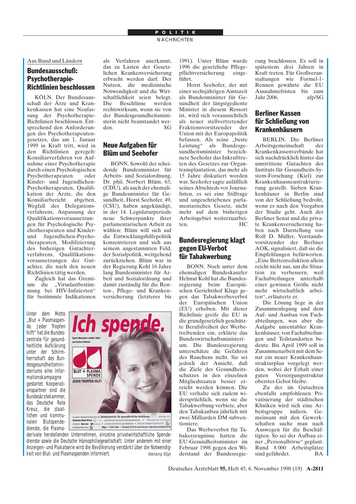 Vorschauseite 1: „Blut + Plasmaspende. Jeder Tropfen hilft„