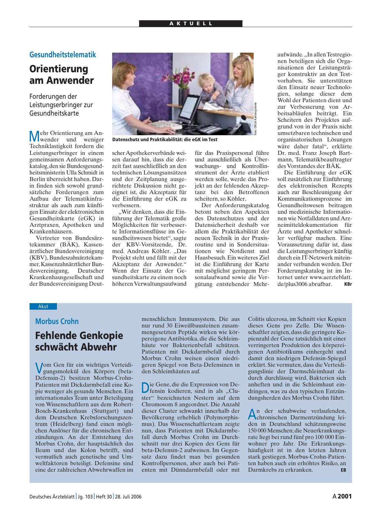 Vorschauseite 1: Morbus Crohn: Fehlende Genkopie schwächt Abwehr