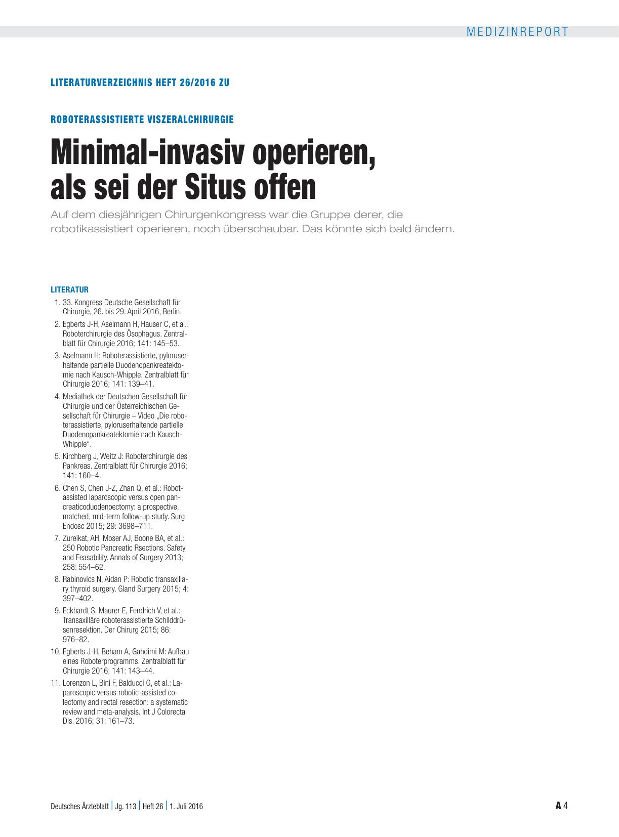 Vorschauseite 4: Roboterassistierte Viszeralchirurgie: Minimal-invasiv operieren, als sei der Situs offen