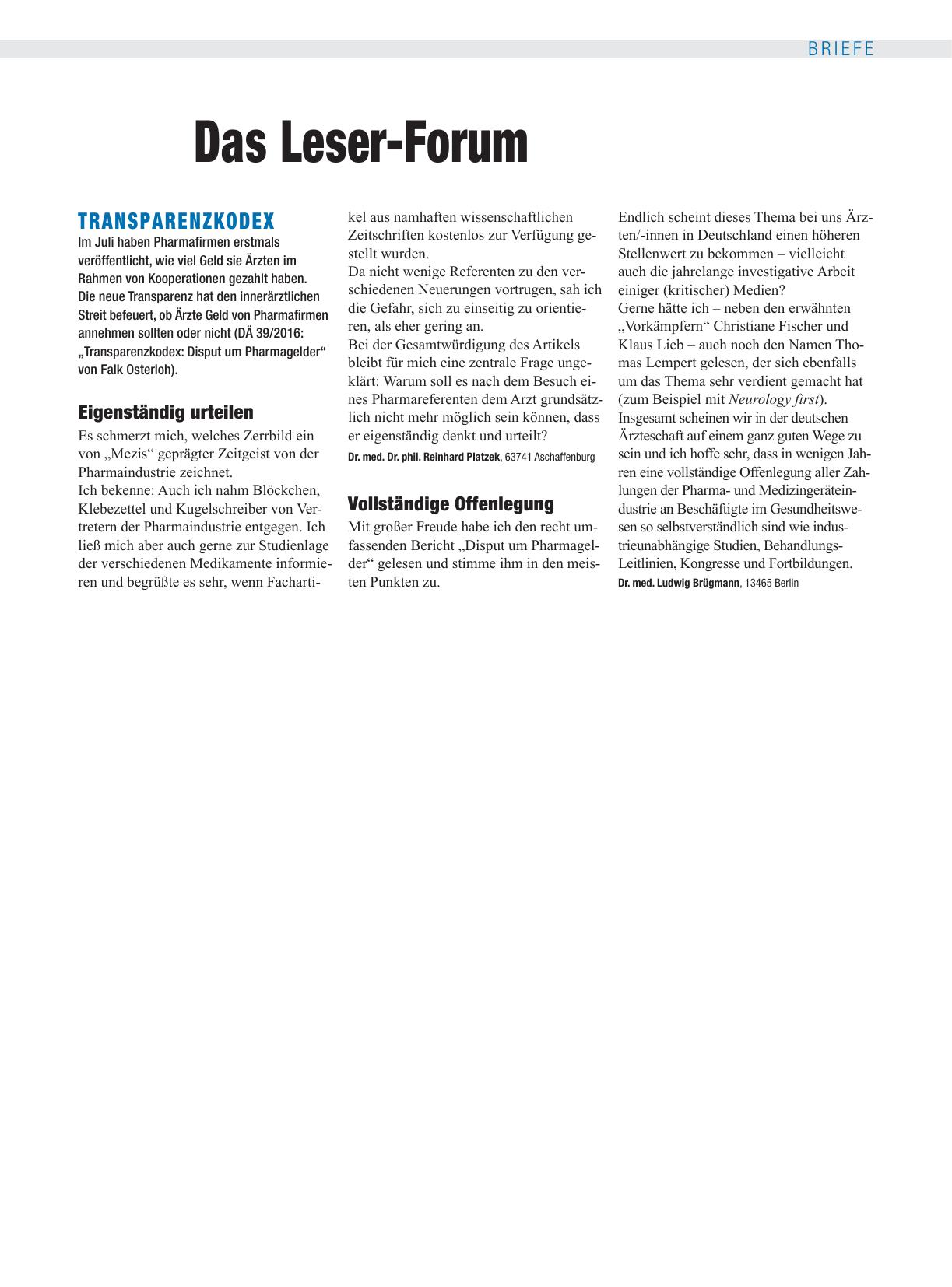 Vorschauseite 1: Transparenzkodex: Vollständige Offenlegung