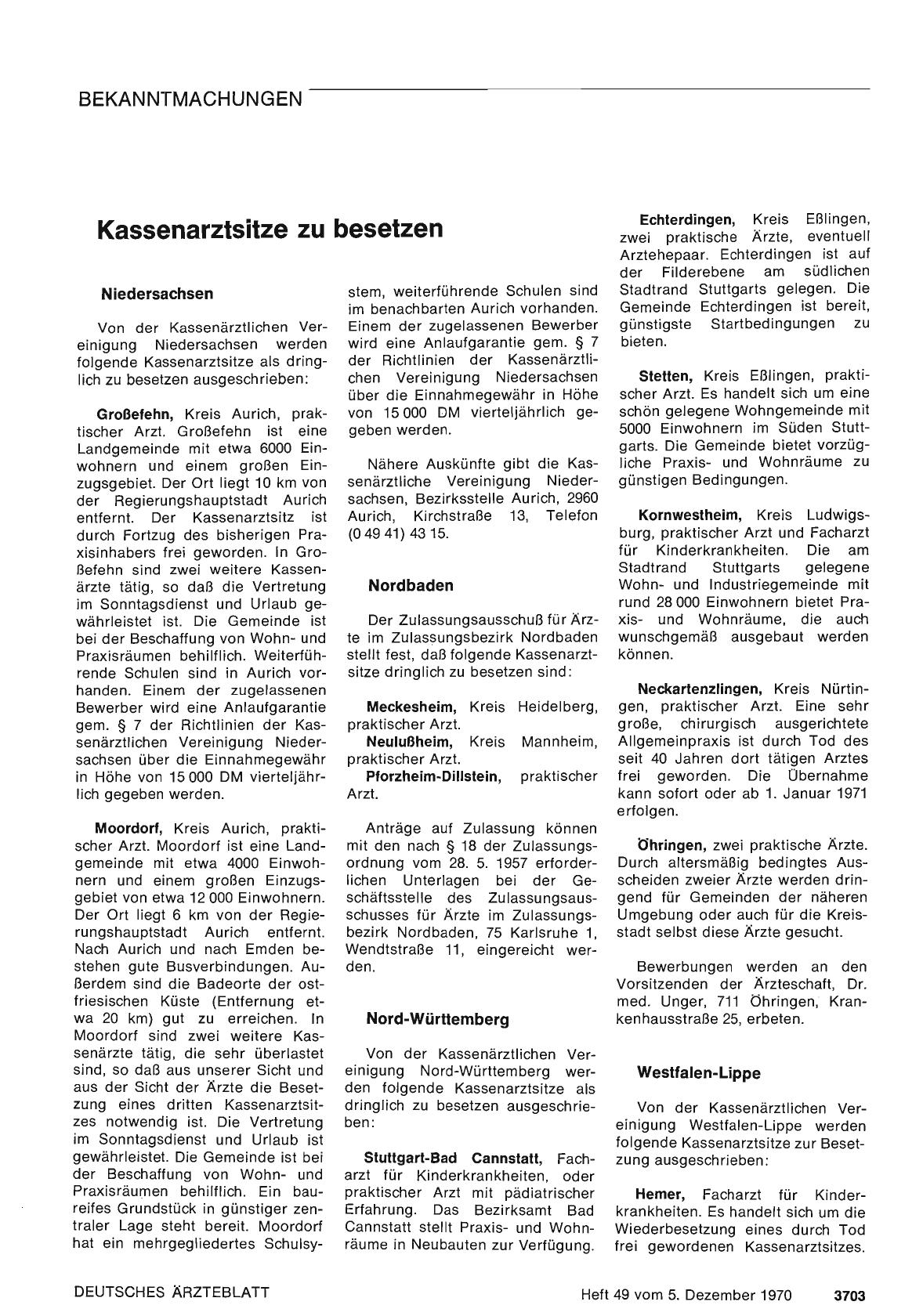 Vorschauseite 1: Kassenarztsitze zu besetzen