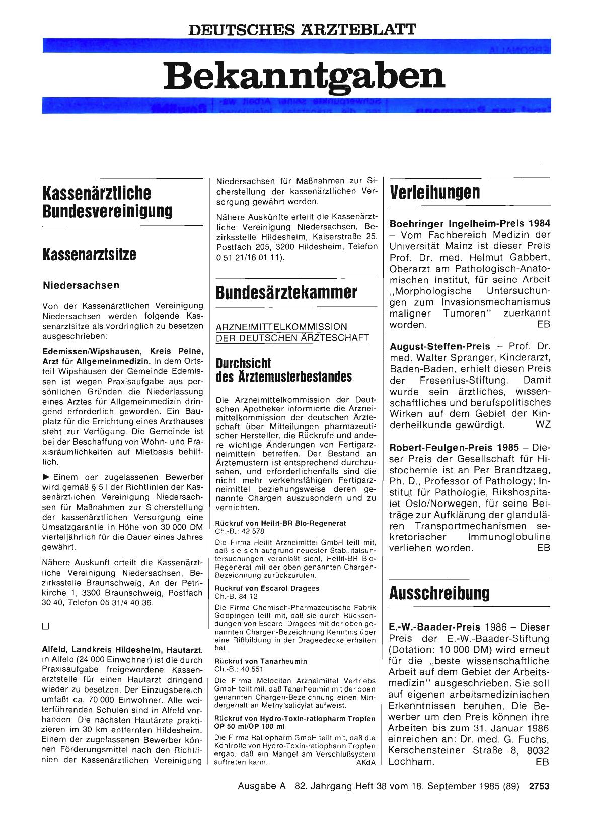 Vorschauseite 1: Verleihungen