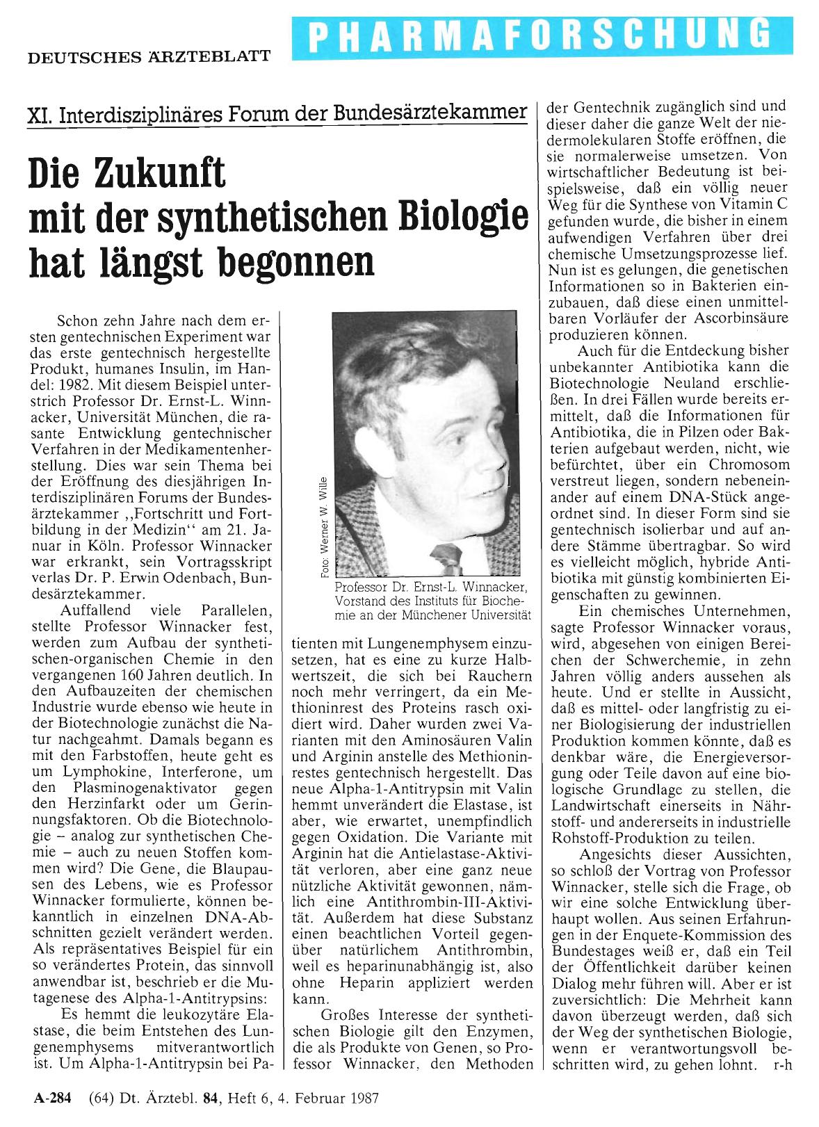 Vorschauseite 1: XI. Interdisziplinäres Forum der Bundesärztekammer: Die Zukunft mit der synthetischen Biologie hat längst begonnen