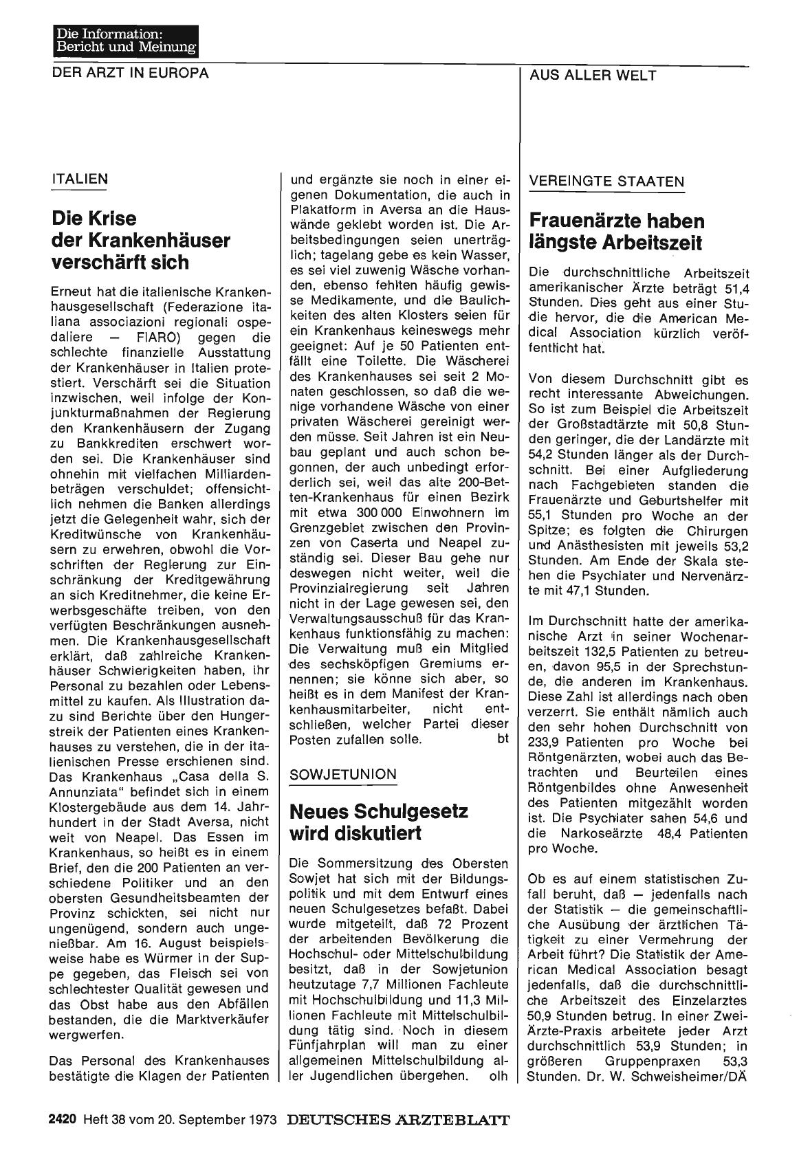 Vorschauseite 1: Vereinigte Staaten: Frauenärzte haben längste Arbeitszeit