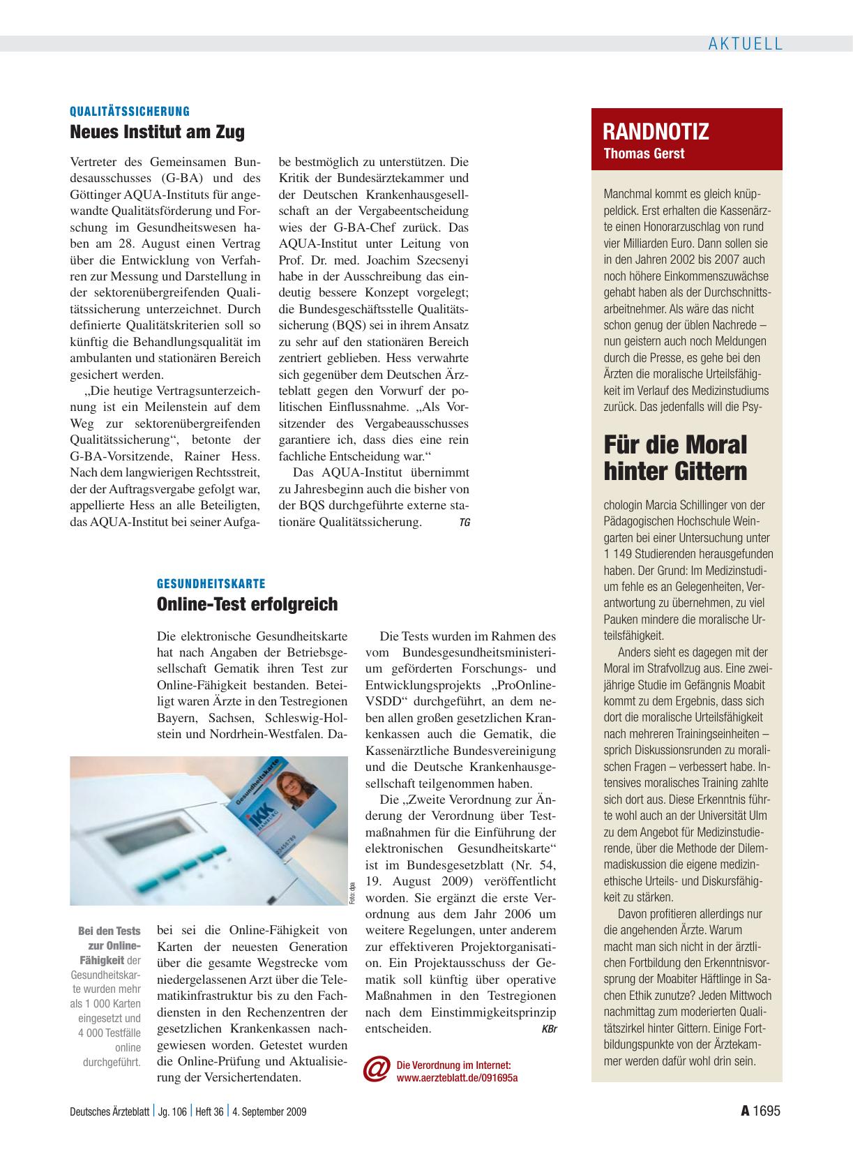 Vorschauseite 1: Gesundheitskarte: Online-Test erfolgreich