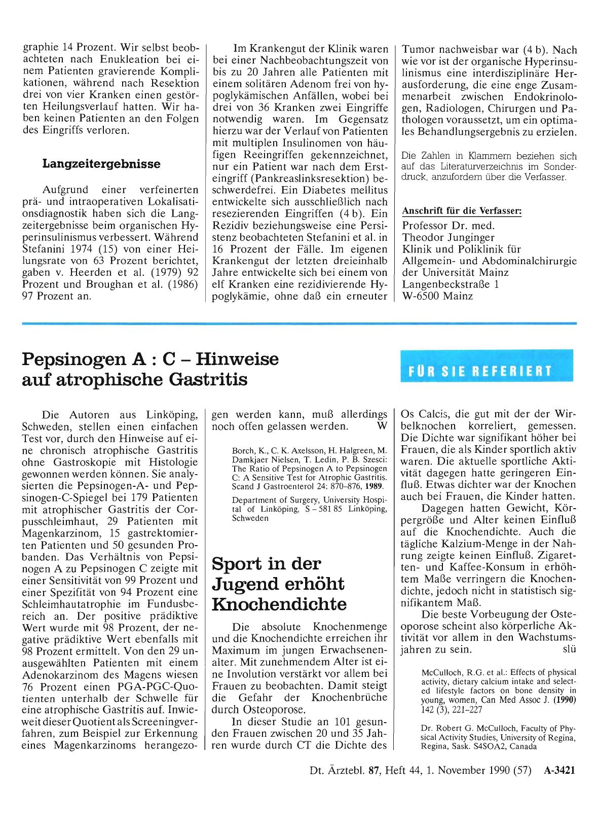 Vorschauseite 1: Pepsinogen A: C - Hinweise auf atrophische Gastritis