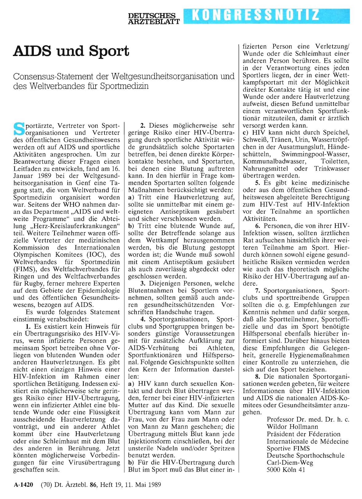 Vorschauseite 1: AIDS und Sport