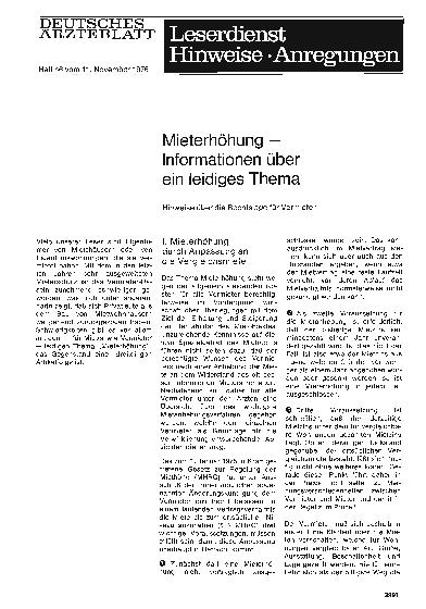 Vorschauseite 1: Mieterhöhung — Informationen über ein leidiges Thema: Hinweise über die Rechtslage für Vermieter