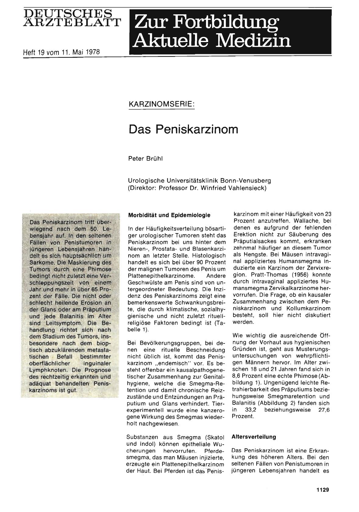 Vorschauseite 1: Karzinomserie: Das Peniskarzinom