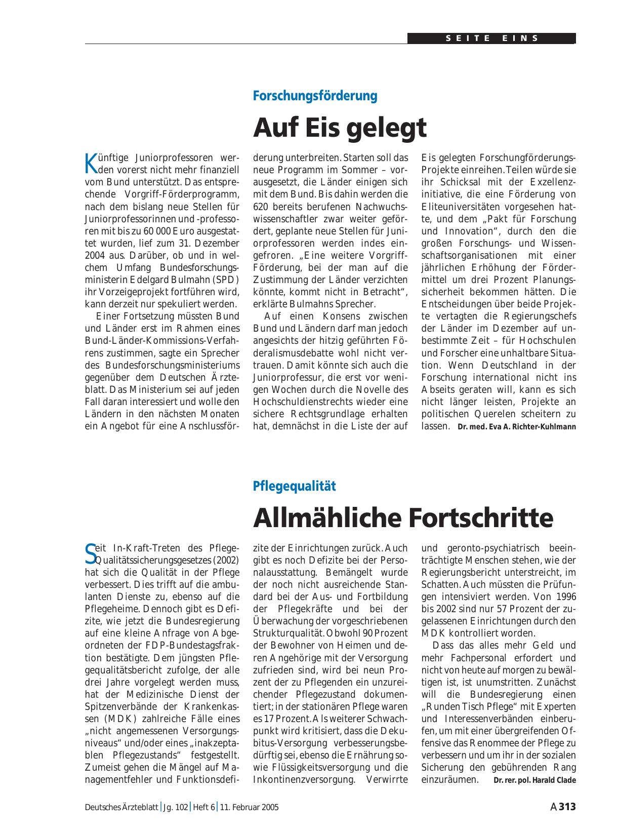 Vorschauseite 1: Pflegequalität: Allmähliche Fortschritte