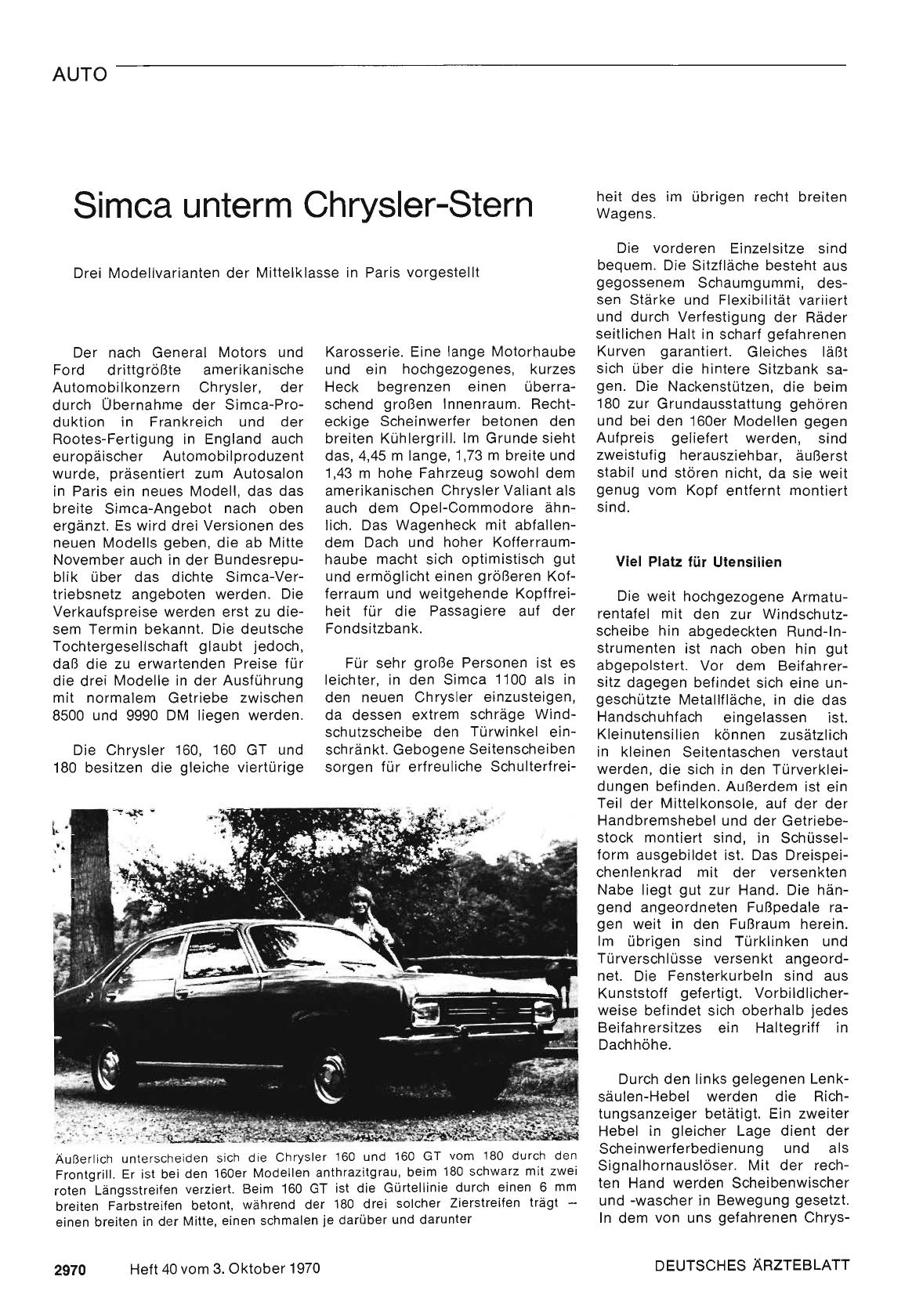 Vorschauseite 1: Simca unterm Chrysler-Stern