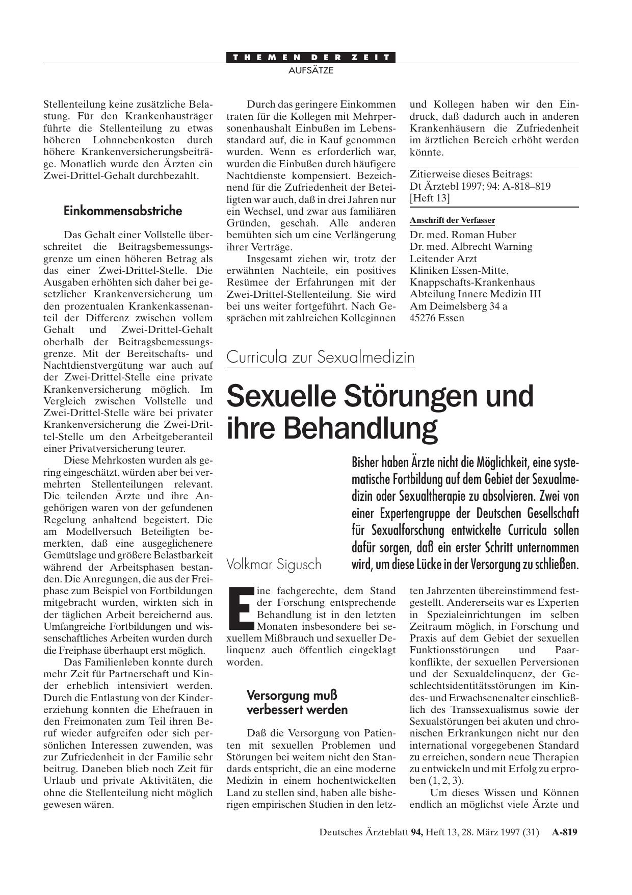 Vorschauseite 1: Curricula zur Sexualmedizin: Sexuelle Störungen und ihre Behandlung