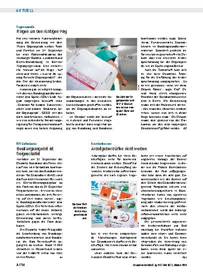 Vorschauseite 1: Organspende: Ringen um den richtigen Weg