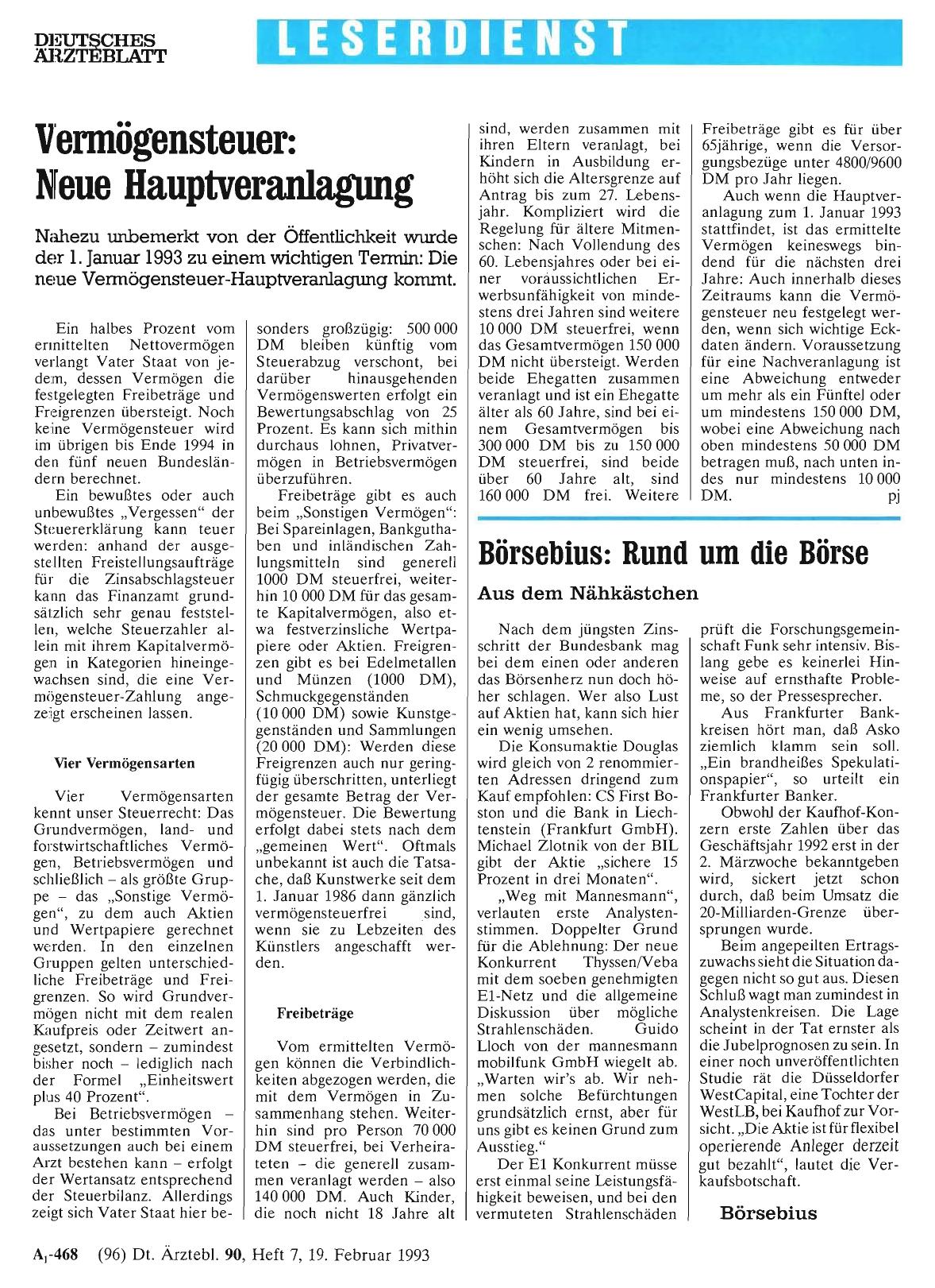 Vorschauseite 1: Vermögensteuer: Neue Hauptveranlagung