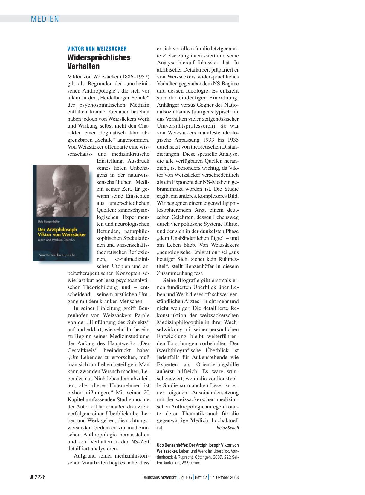 Vorschauseite 1: Viktor von Weizsäcker: Widersprüchliches Verhalten
