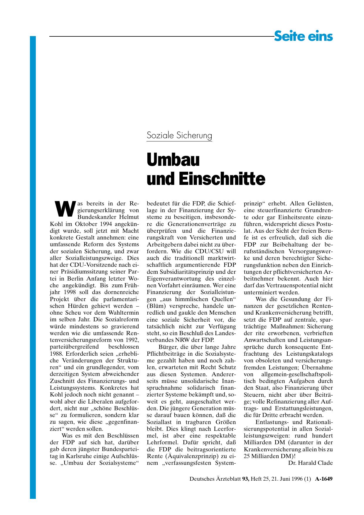 Vorschauseite 1: Soziale Sicherung: Umbau und Einschnitte