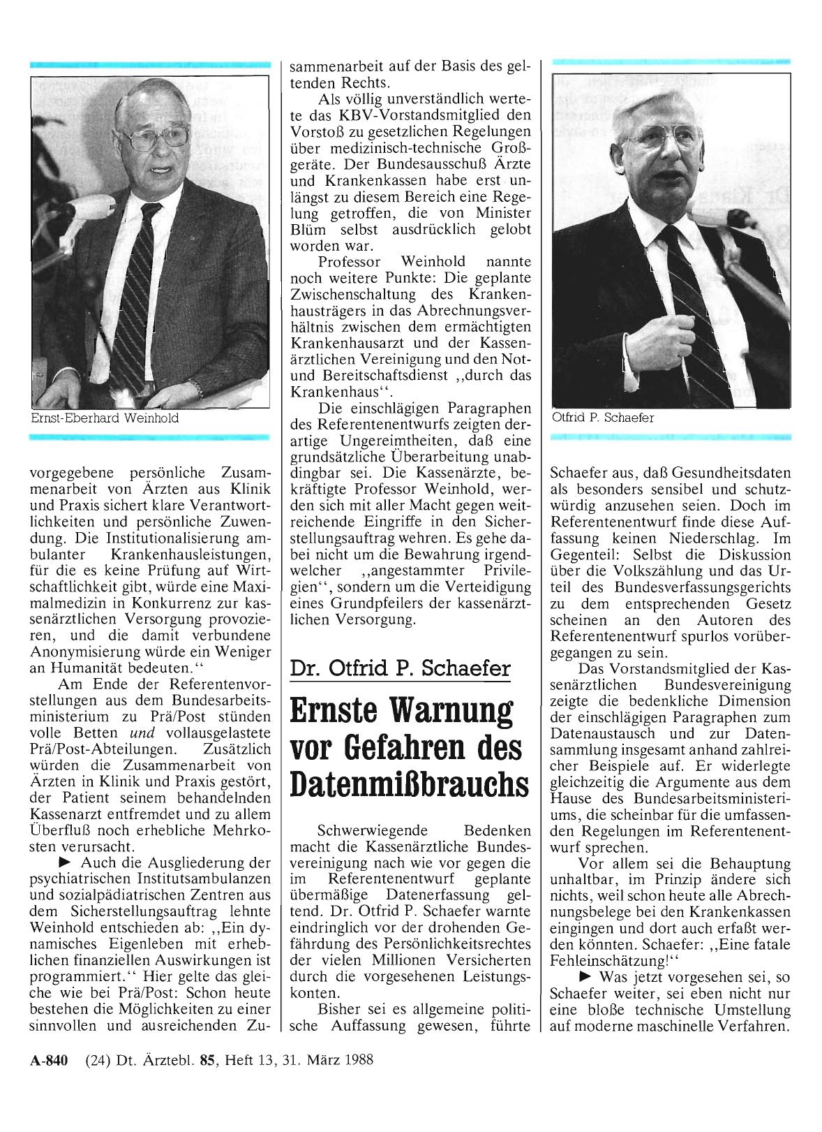 Vorschauseite 1: Ernste Warnung vor Gefahren des Datenmißbrauchs