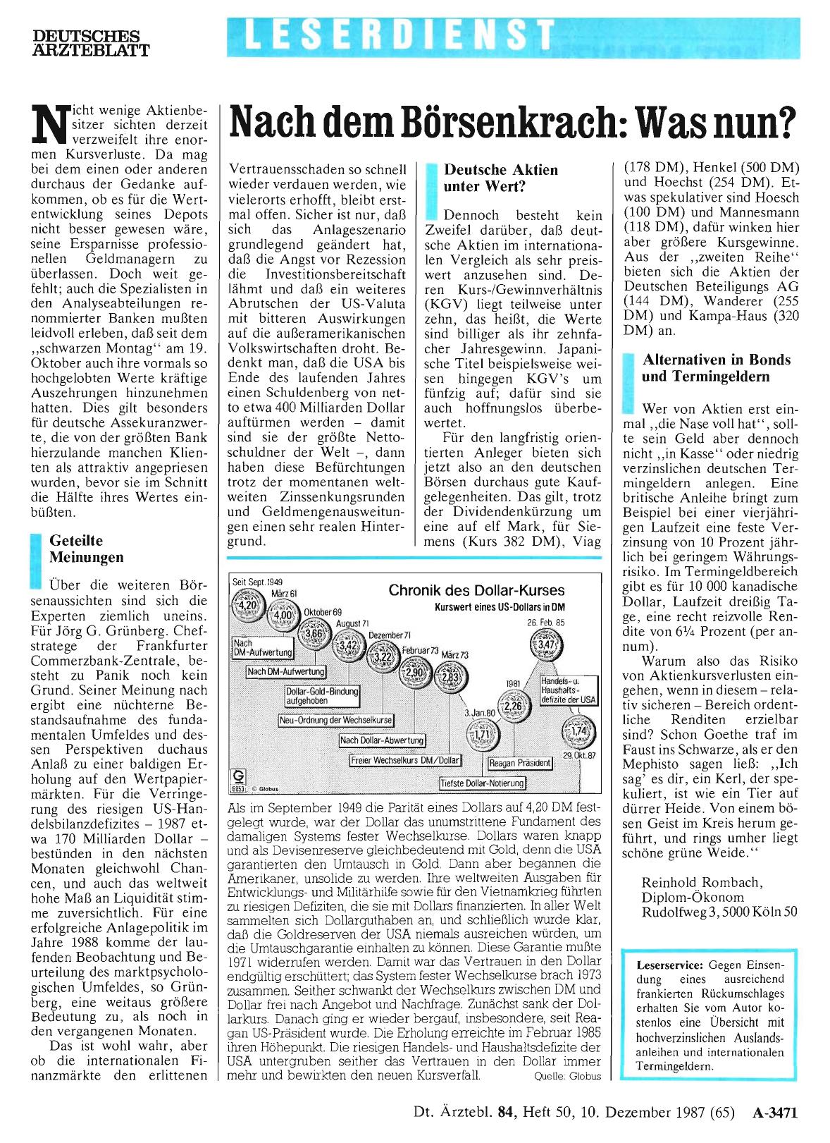 Vorschauseite 1: Nach dem Börsenkrach: Was nun?