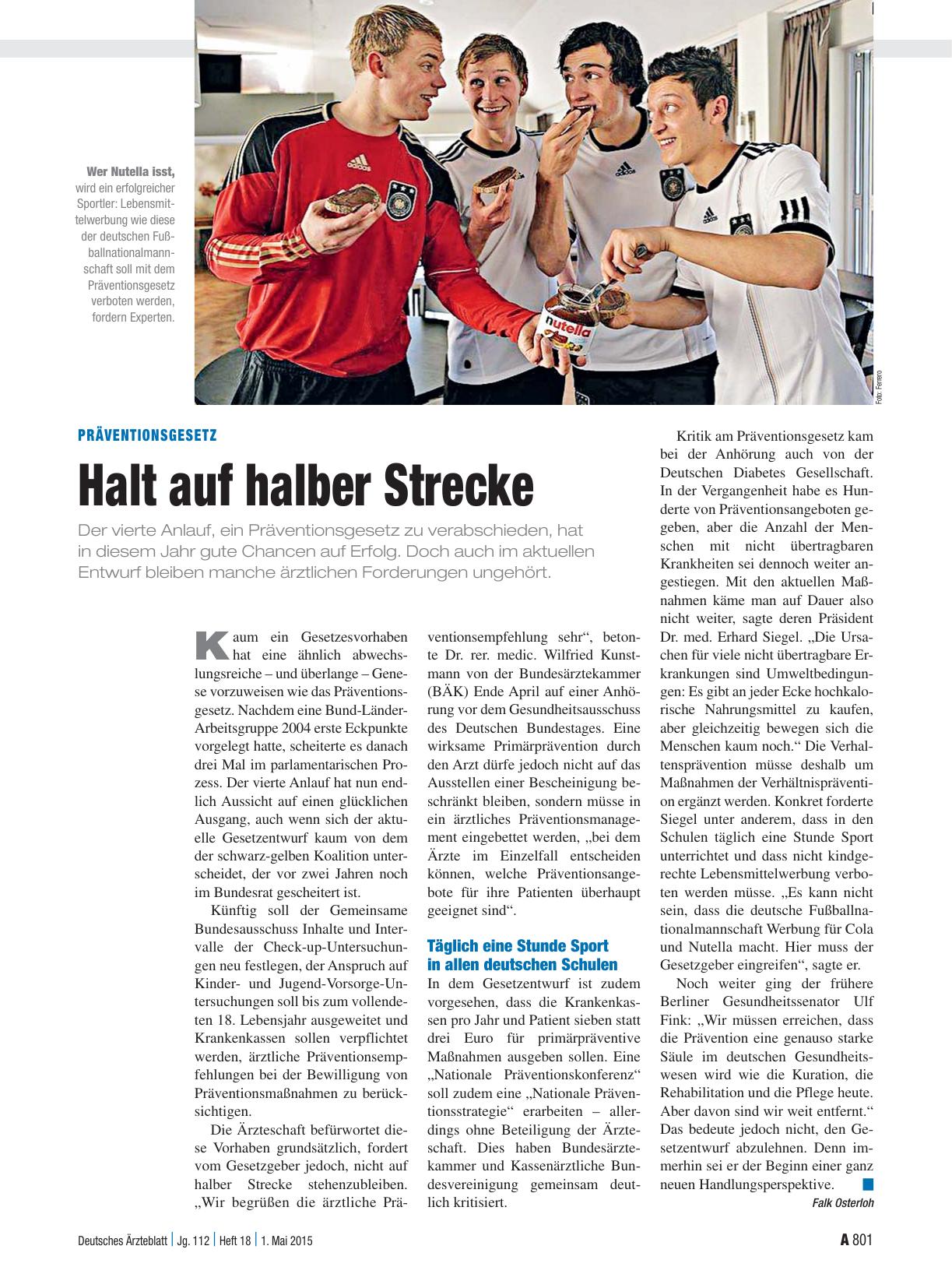 Vorschauseite 1: Präventionsgesetz: Halt auf halber Strecke