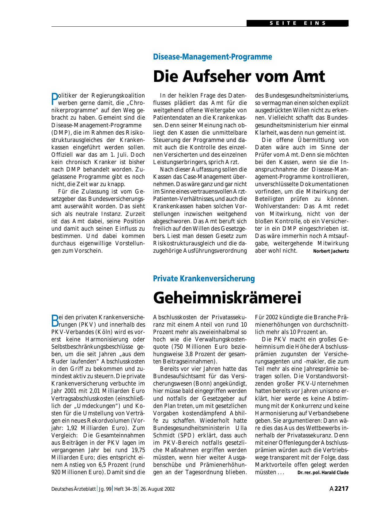Vorschauseite 1: Disease-Management-Programme: Die Aufseher vom Amt