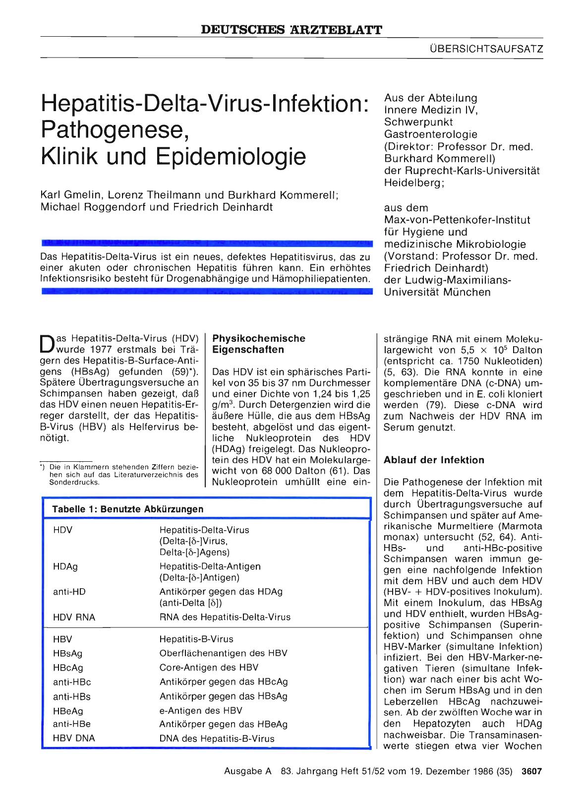 Vorschauseite 1: Hepatitis-Delta-Virus-Infektion: Pathogenese, Klinik und Epidemiologie