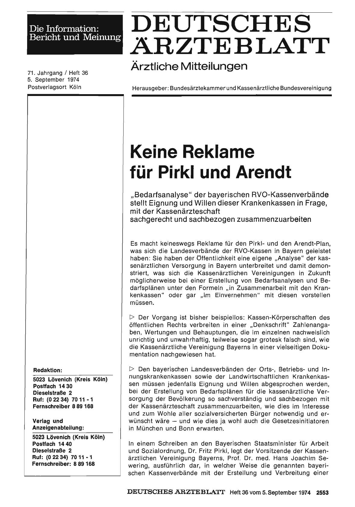 Vorschauseite 1: Keine Reklame für Pirkl und Arendt