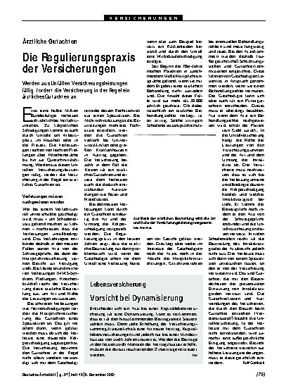 Vorschauseite 1: Ärztliche Gutachten: Die Regulierungspraxis der Versicherungen