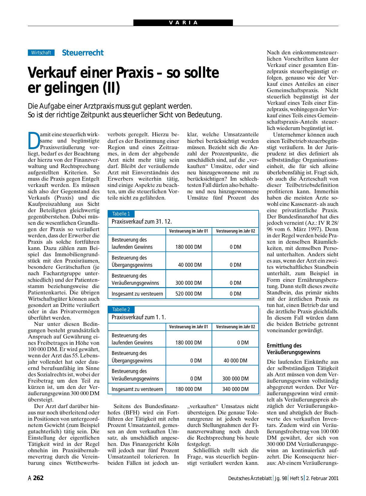 Vorschauseite 1: Steuerrecht: Verkauf einer Praxis – so sollte er gelingen (II)