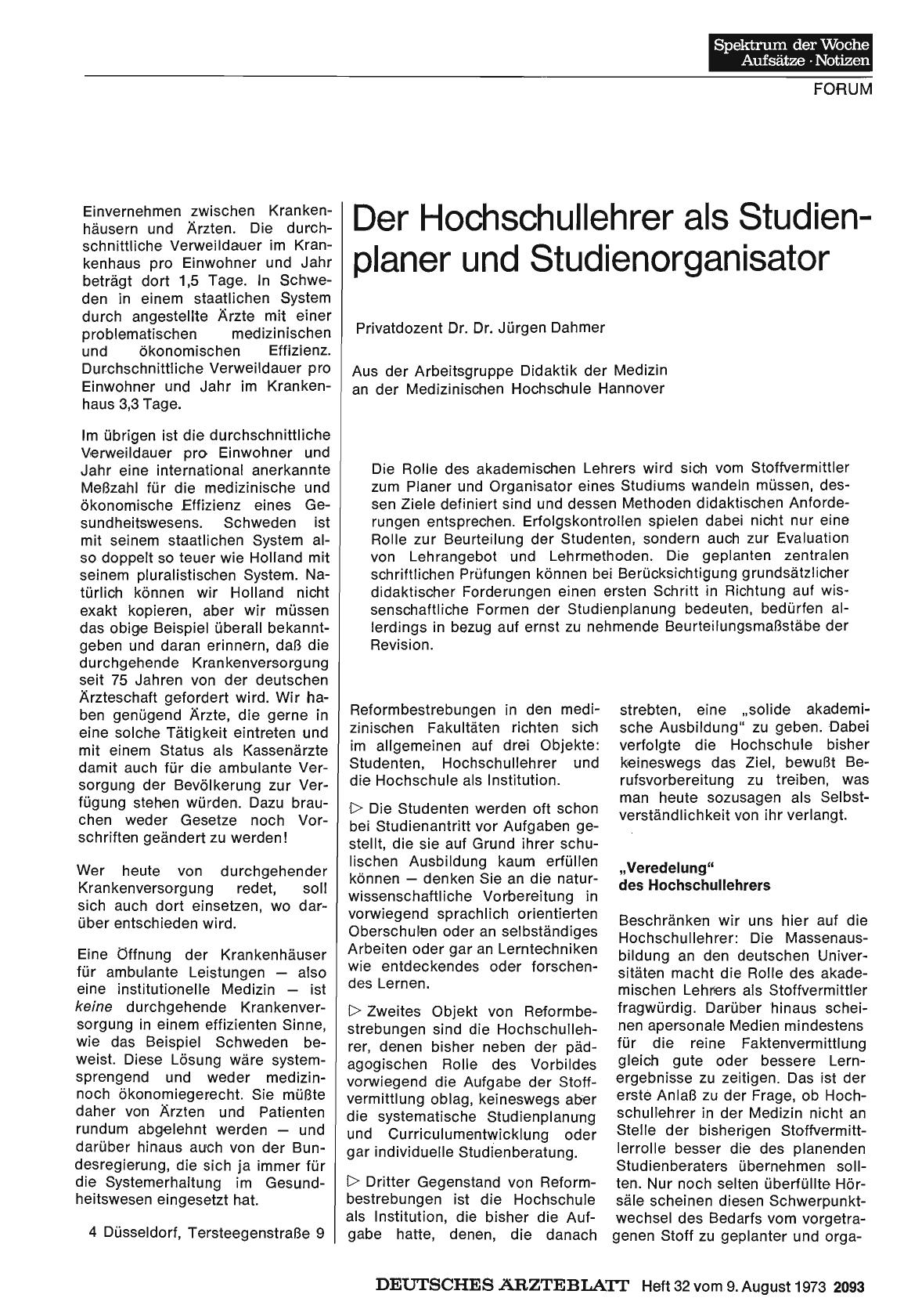 Vorschauseite 1: Der Hochschullehrer als Studienplaner und Studienorganisator