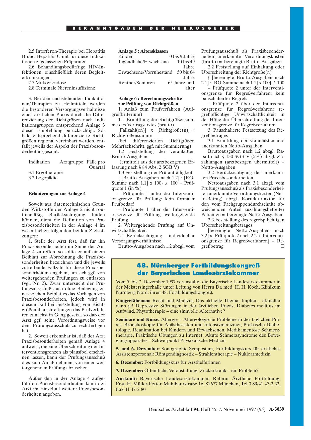 Vorschauseite 1: 48. Nürnberger Fortbildungskongreß der Bayerischen Landesärztekammer