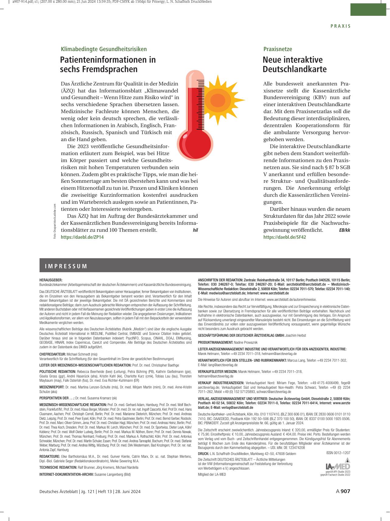 Vorschauseite 1: Klimabedingte Gesundheitsrisiken: Patienteninformationen in sechs Fremdsprachen