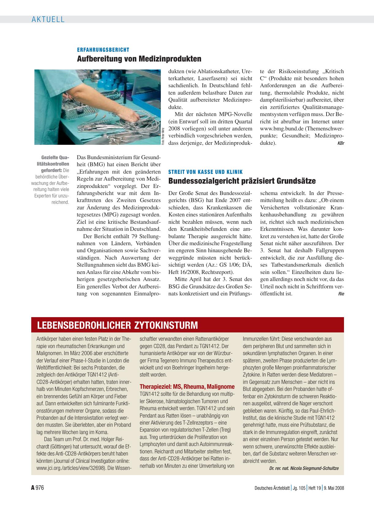 Vorschauseite 1: Erfahrungsbericht: Aufbereitung von Medizinprodukten