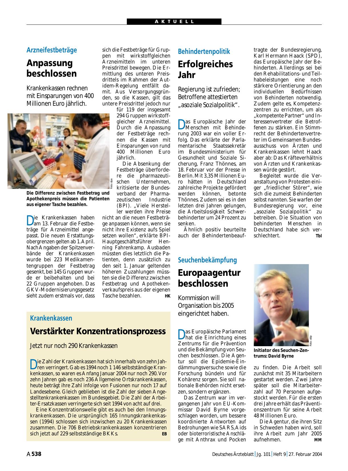 Vorschauseite 1: Krankenkassen: Verstärkter Konzentrationsprozess