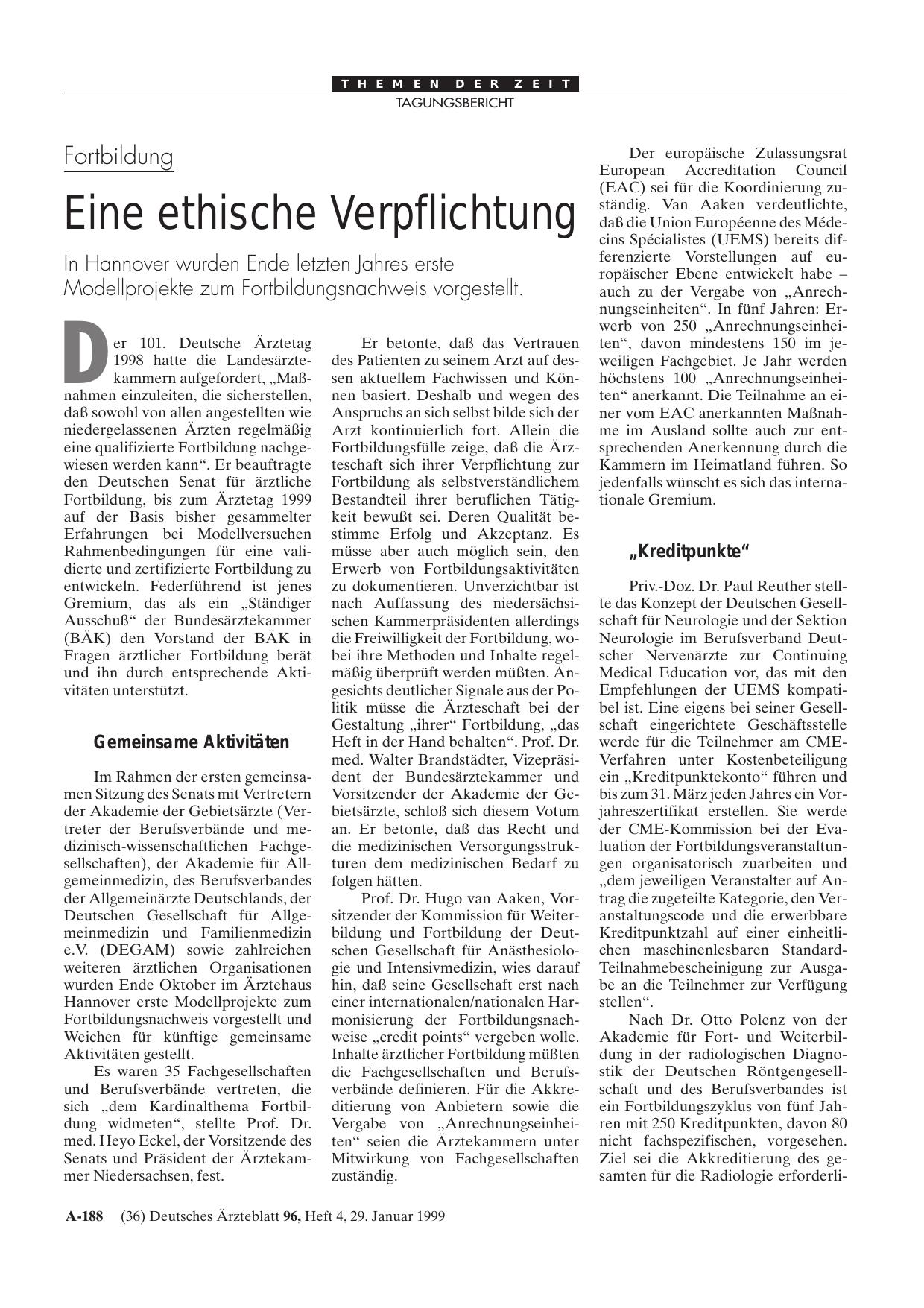 Vorschauseite 1: Fortbildung: Eine ethische Verpflichtung