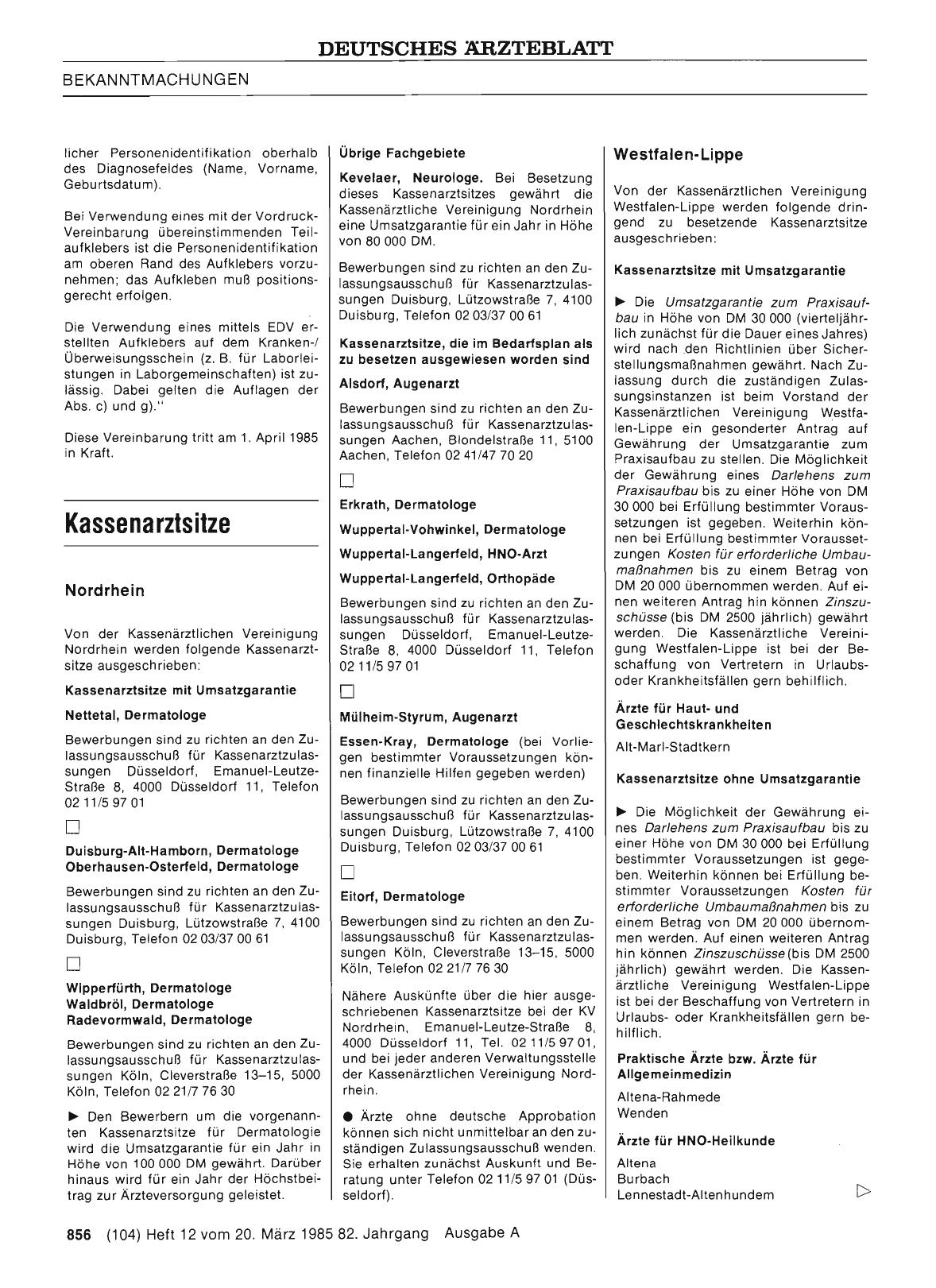 Vorschauseite 1: Kassenarztsitze