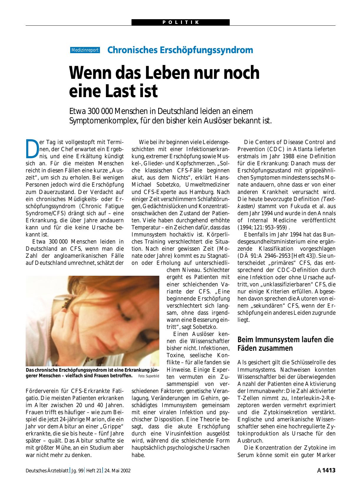 Vorschauseite 1: Chronisches Erschöpfungssyndrom: Wenn das Leben nur noch eine Last ist