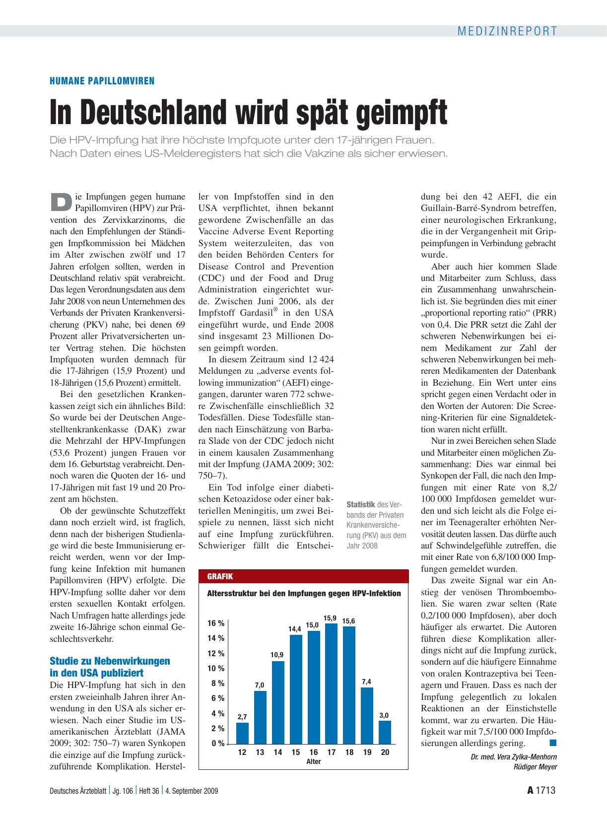 Vorschauseite 1: Humane Papillomviren: In Deutschland wird spät geimpft