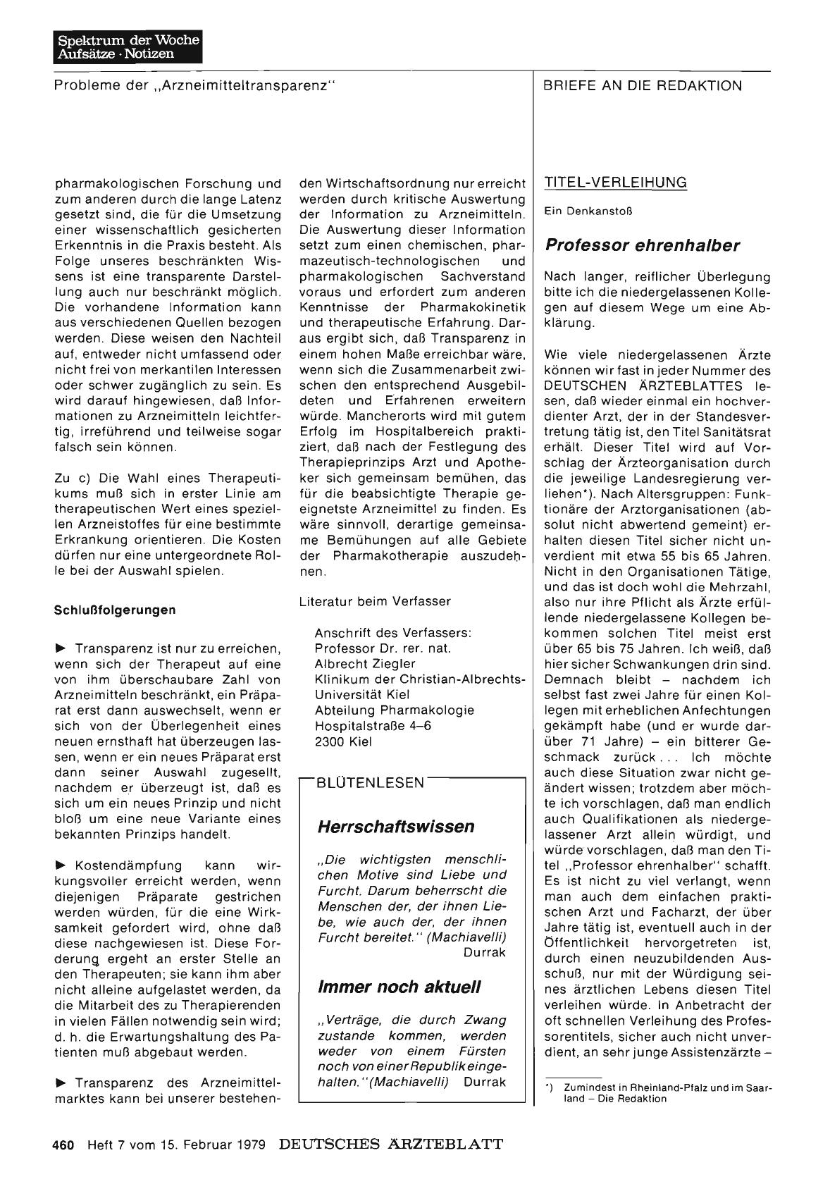 Vorschauseite 1: TITEL-VERLEIHUNG: Professor ehrenhalber