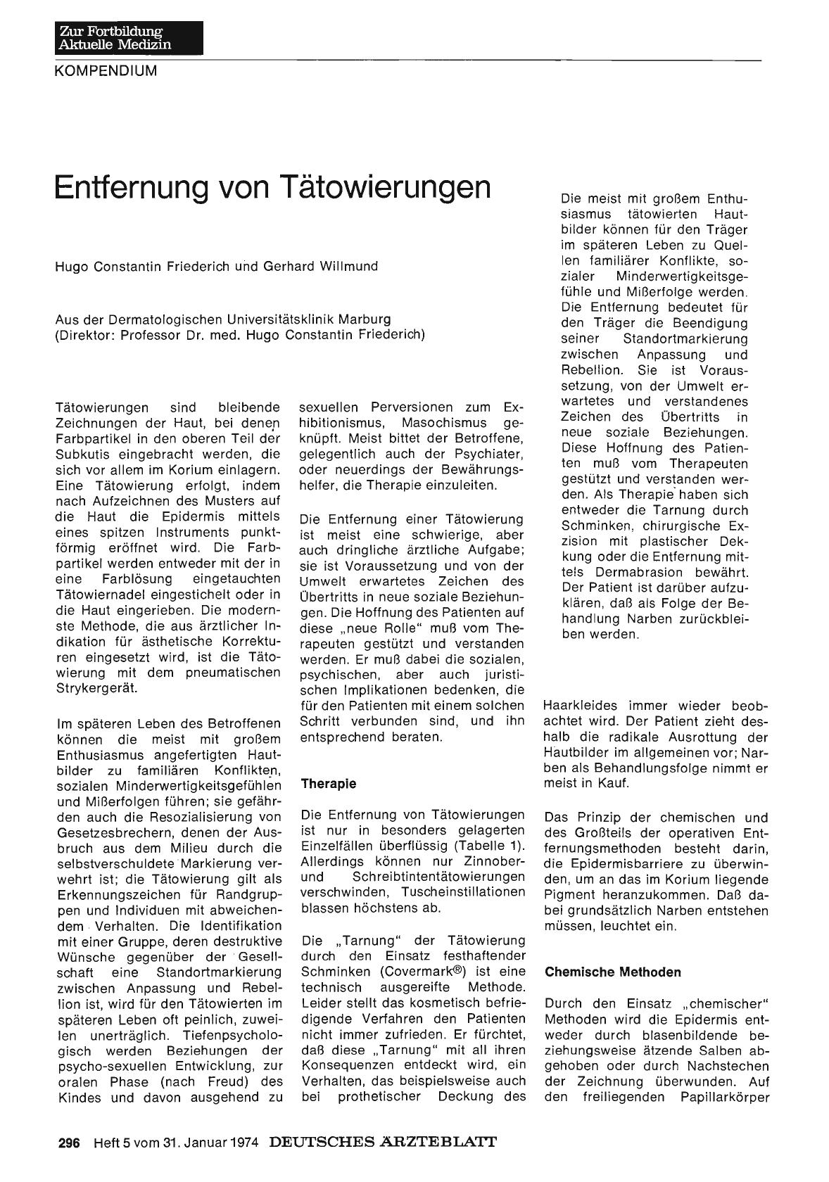 Vorschauseite 1: Entfernung von Tätowierungen
