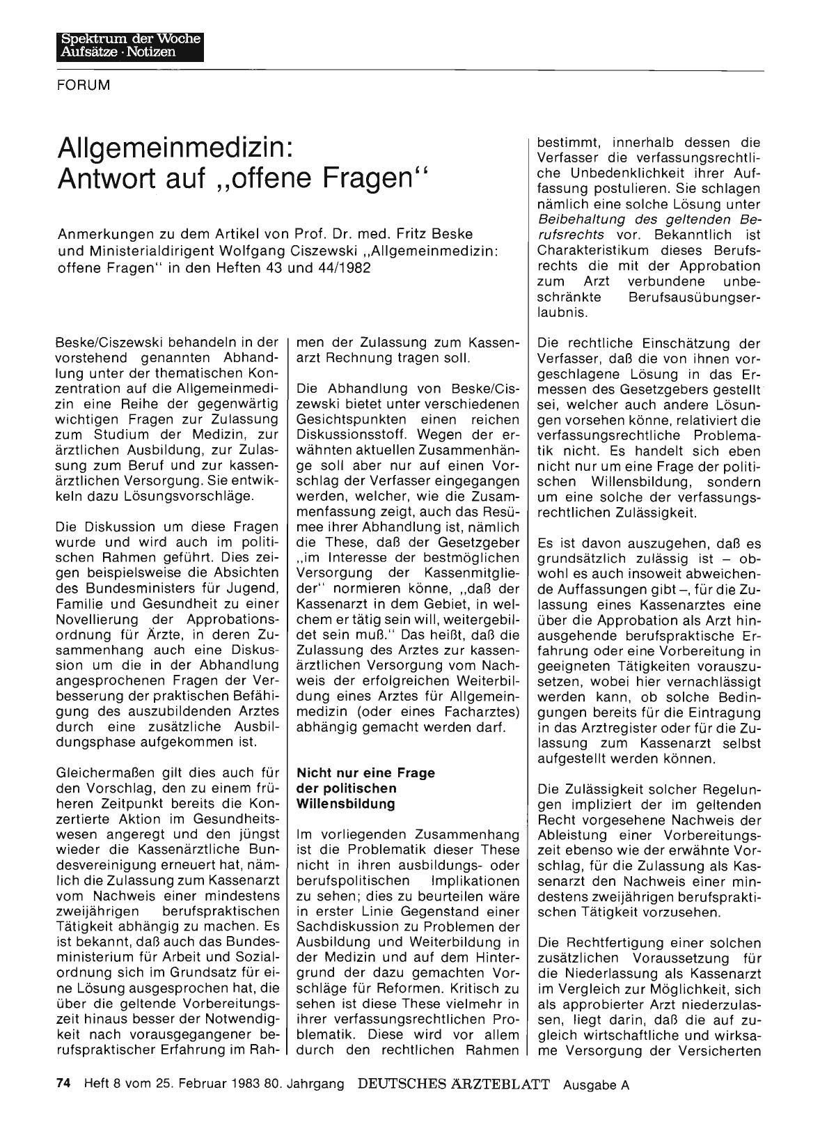 Vorschauseite 1: Allgemeinmedizin: Antwort auf „offene Fragen“