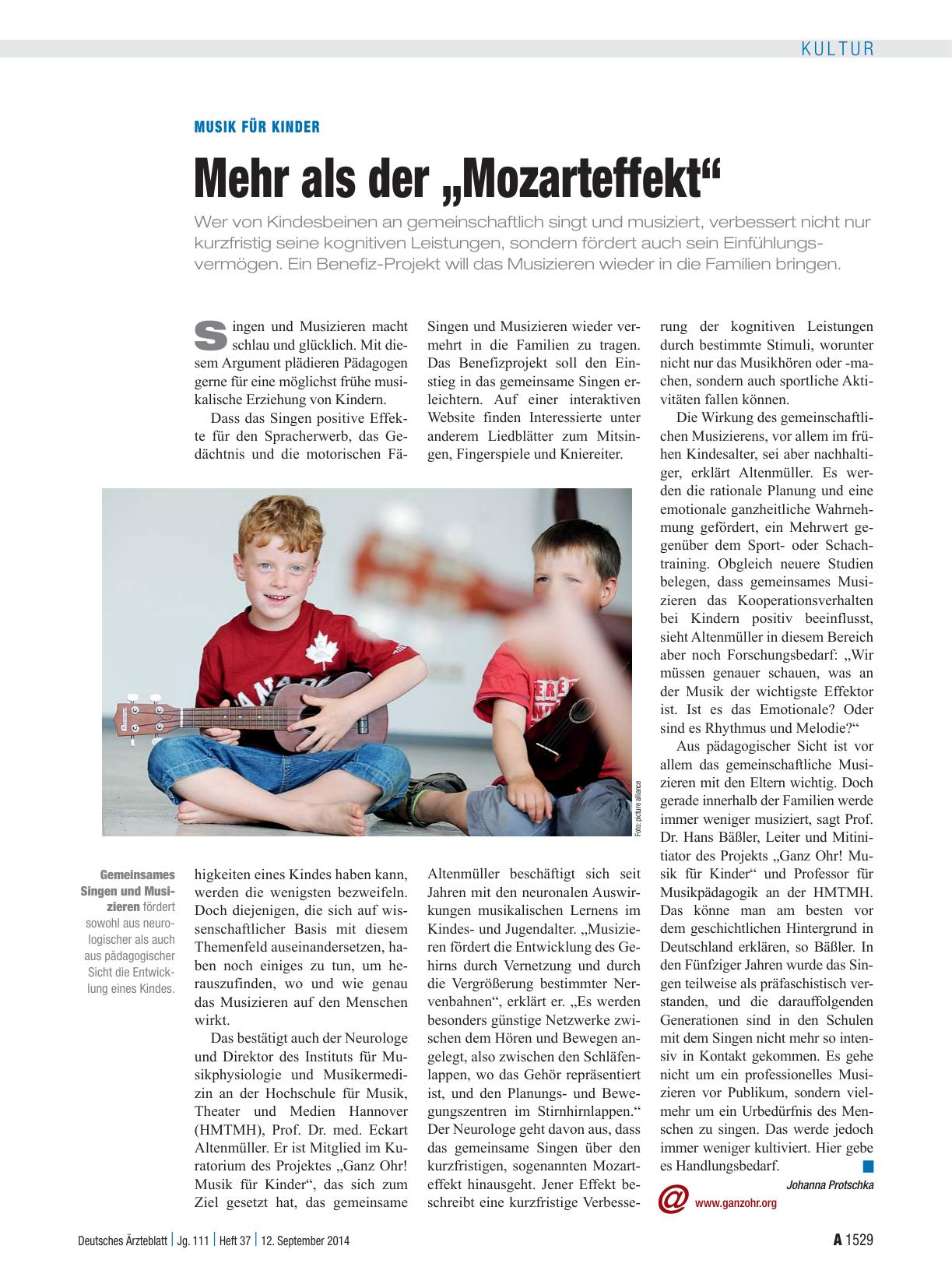 Vorschauseite 1: Musik für Kinder: Mehr als der „Mozarteffekt“