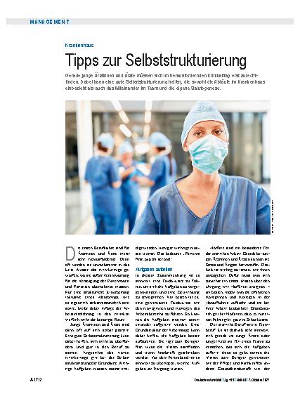 Vorschauseite 1: Krankenhaus: Tipps zur Selbststrukturierung