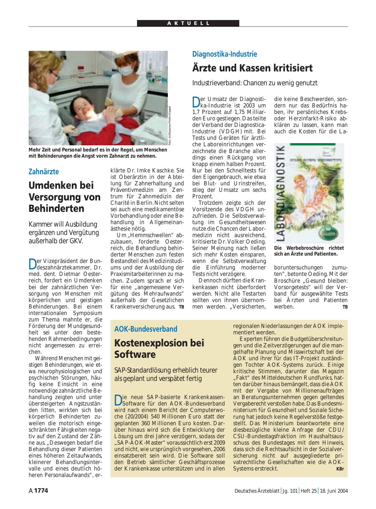 Vorschauseite 1: AOK-Bundesverband: Kostenexplosion bei Software